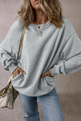 Round Neck Long Sleeve Sweatshirt - Trendsi - Flyclothing LLC