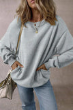 Round Neck Long Sleeve Sweatshirt - Trendsi - Flyclothing LLC