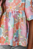 Printed Square Neck Half Sleeve Blouse - Trendsi