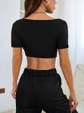 Square Neck Short Sleeve T-Shirt - Trendsi