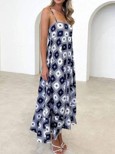 Printed Square Neck Midi Cami Dress - Trendsi - Flyclothing LLC