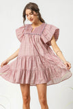Umgee Floral Ruffled Cap Sleeve Tiered Mini Dress - Trendsi
