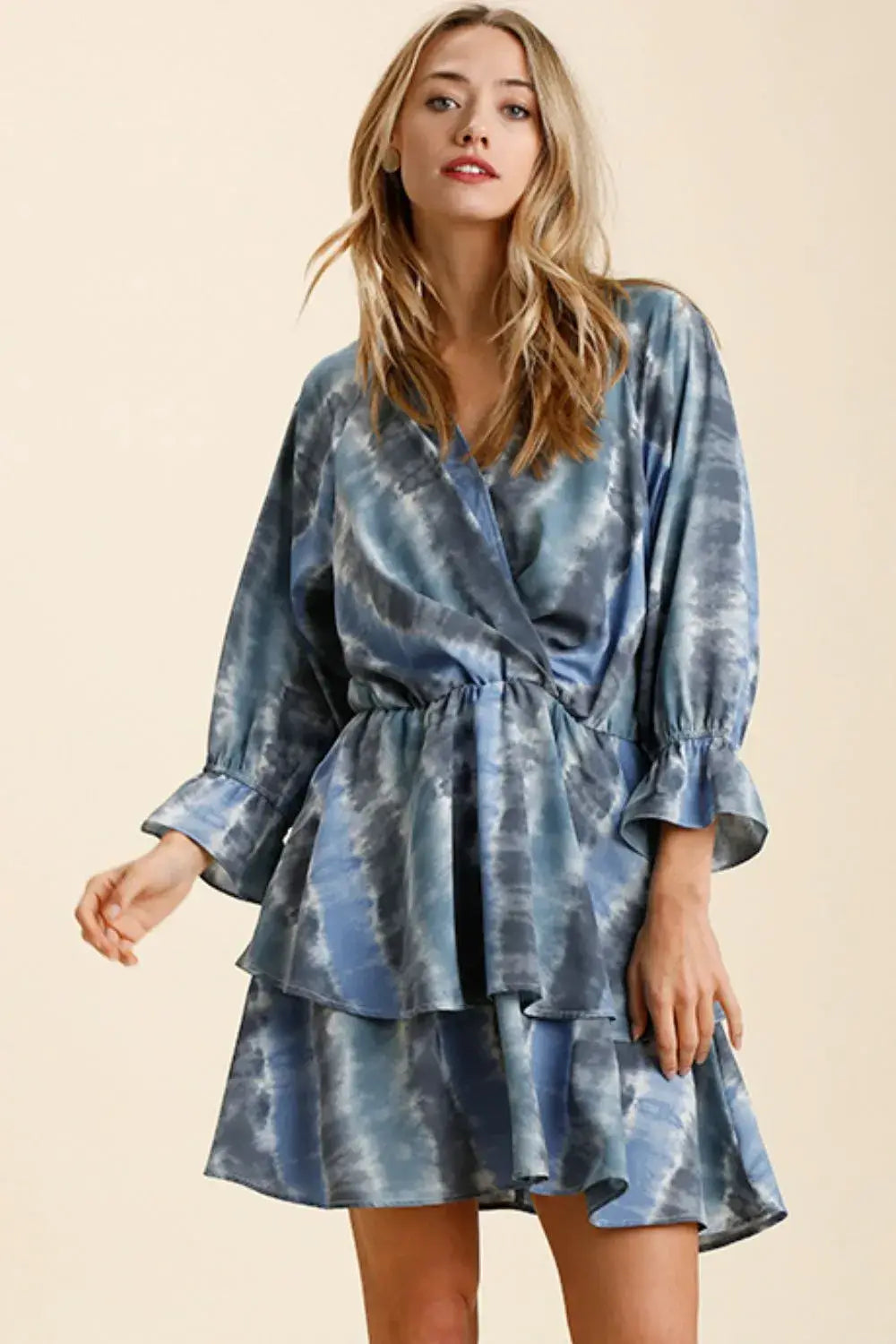 Umgee Tie Dye Ruffled Layered Dress with Elastic Waistband - Trendsi - Flyclothing LLC
