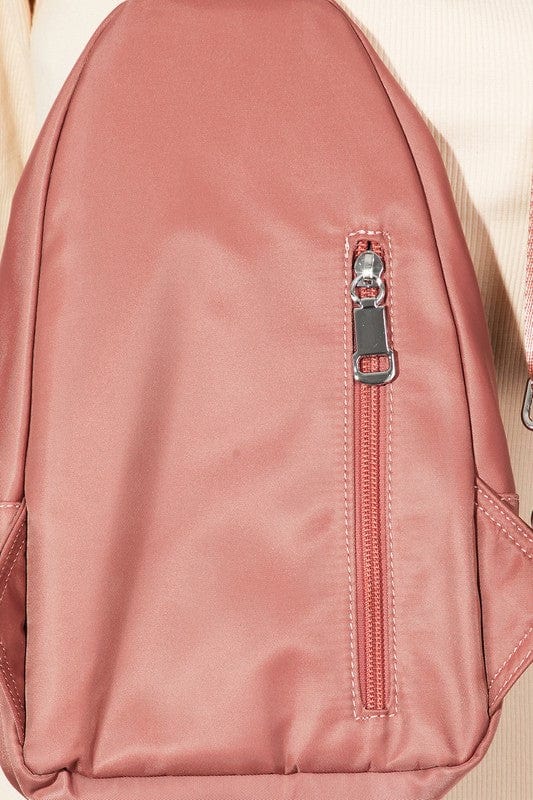Fame Solid Color Nylon Sling Bag - Trendsi