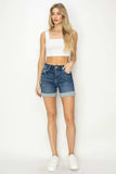 RISEN High Rise Cuffed Denim Shorts - Trendsi - Flyclothing LLC