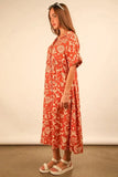 VERY J Oversized Printed Shirt Midi Dress - Trendsi
