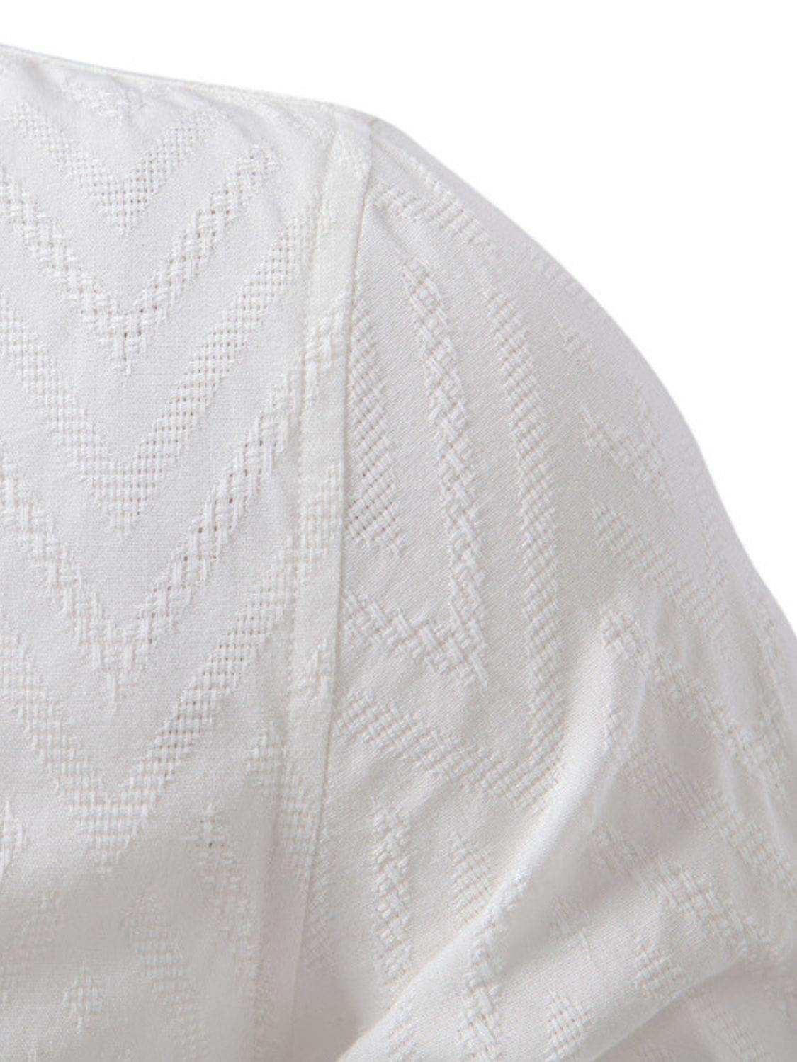 Men's Half Button Geometric Texture Collared Neck Shirt - Trendsi - Flyclothing LLC