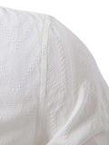 Men's Half Button Geometric Texture Collared Neck Shirt - Trendsi - Flyclothing LLC