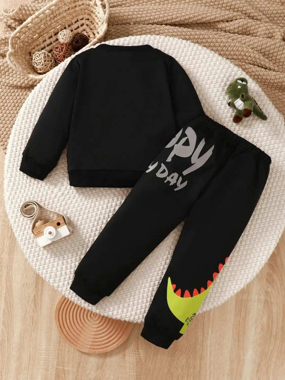 Children's Dinosaur Graphic Sweatshirt and Pants Set - Trendsi - Flyclothing LLC