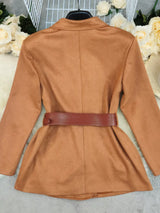 Double-Breasted Lapel Collar Blazer - Trendsi - Flyclothing LLC