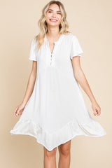 Culture Code Full Size Short Sleeve Ruffled Asymmetric Hem Dress - Trendsi