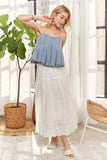 ADORA Front Pleated Washed Denim Crop Top - Trendsi - Flyclothing LLC