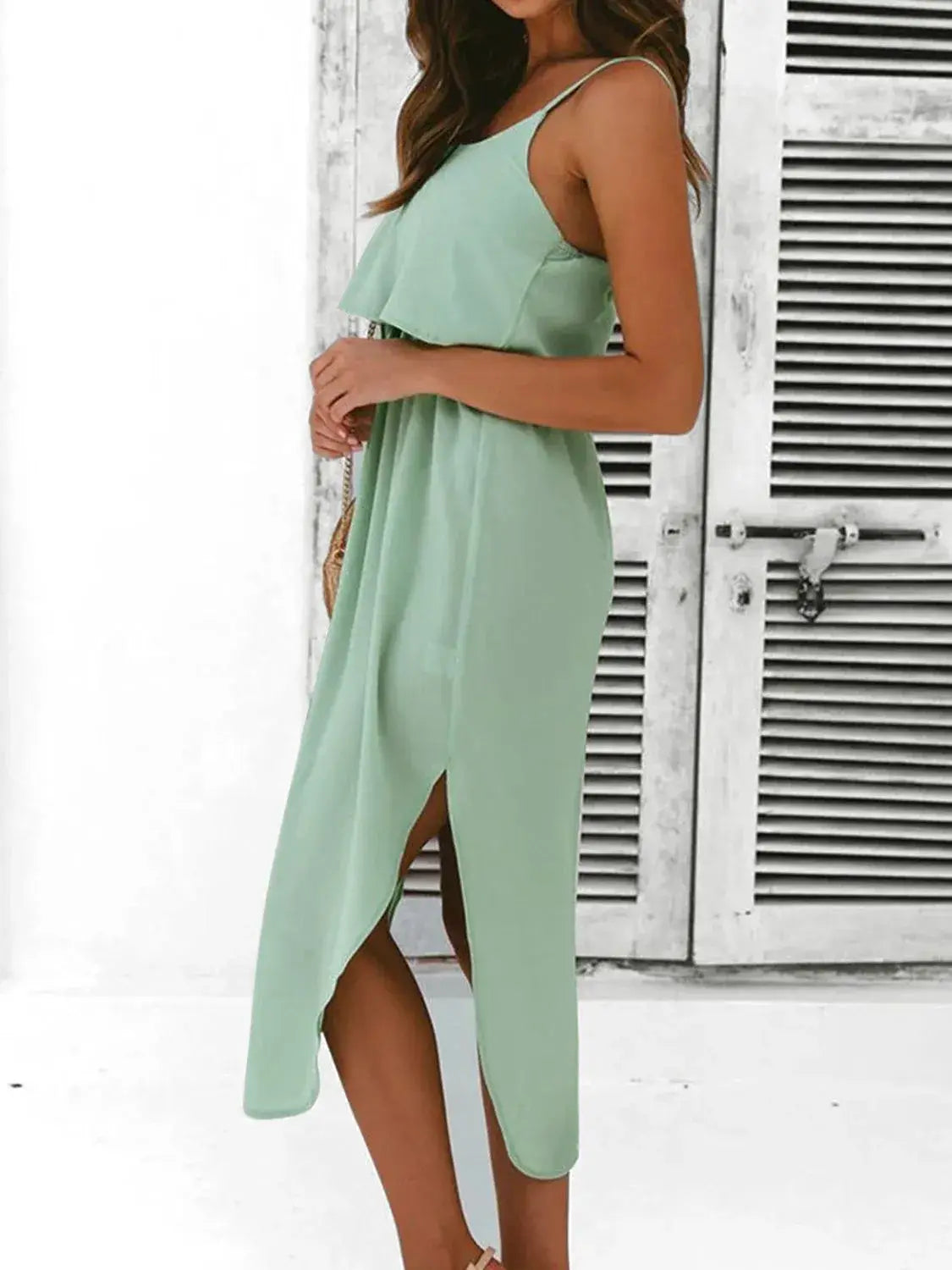 Tied Side Slit Midi Cami Dress - Trendsi - Flyclothing LLC