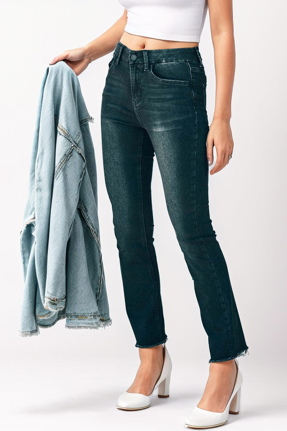 Mid-Rise Waist Skinny Jeans with Pockets Trendsi