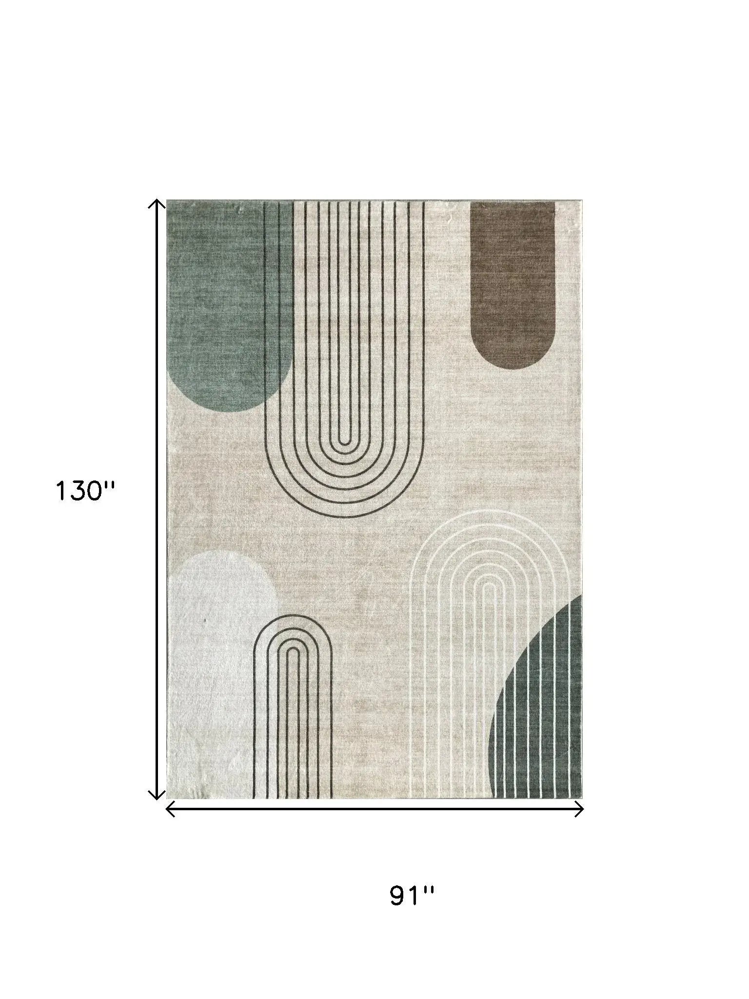 4' X 6' Beige Brown and Green Abstract Area Rug - Homeroots - Flyclothing LLC
