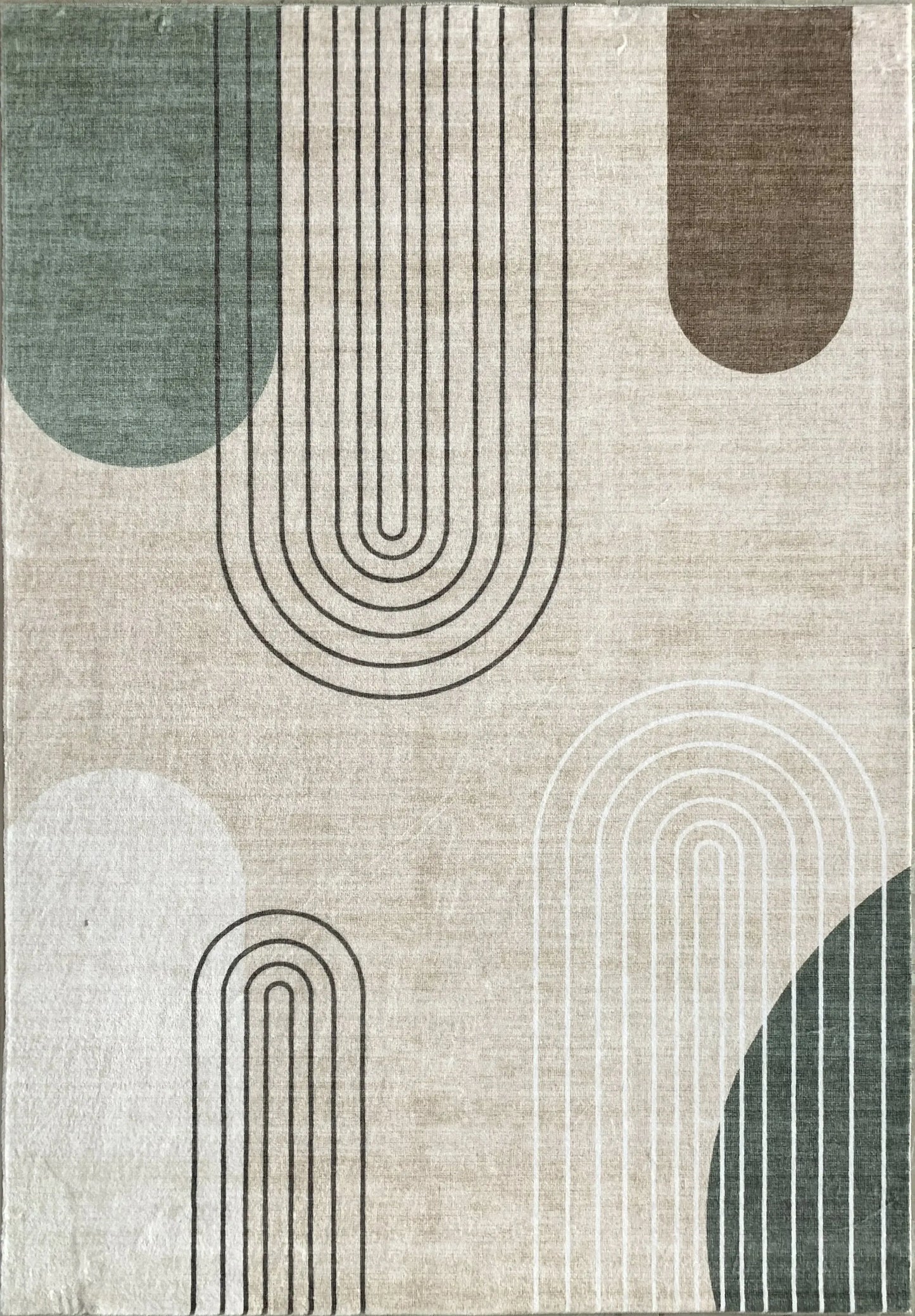 5' X 8' Beige Brown and Green Abstract Area Rug - Homeroots - Flyclothing LLC