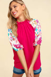 Haptics Frill Mock Neck Half Sleeve Blouse - Trendsi - Flyclothing LLC