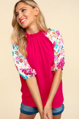 Haptics Frill Mock Neck Half Sleeve Blouse - Trendsi