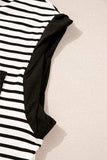 Striped Round Neck Cap Sleeve Top - Trendsi - Flyclothing LLC