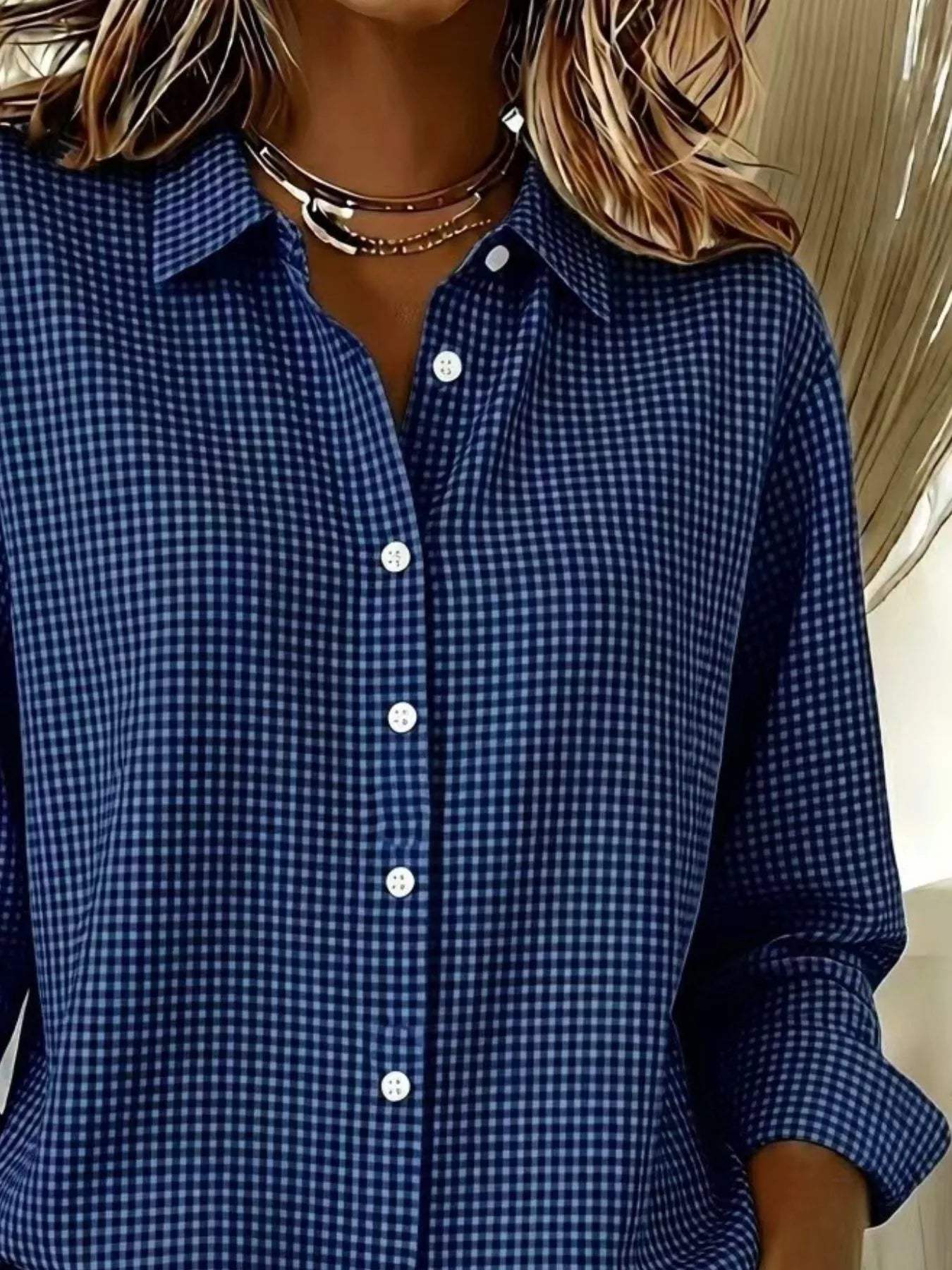 Full Size Plaid Button Up Long Sleeve Shirt Plus Size - Trendsi - Flyclothing LLC