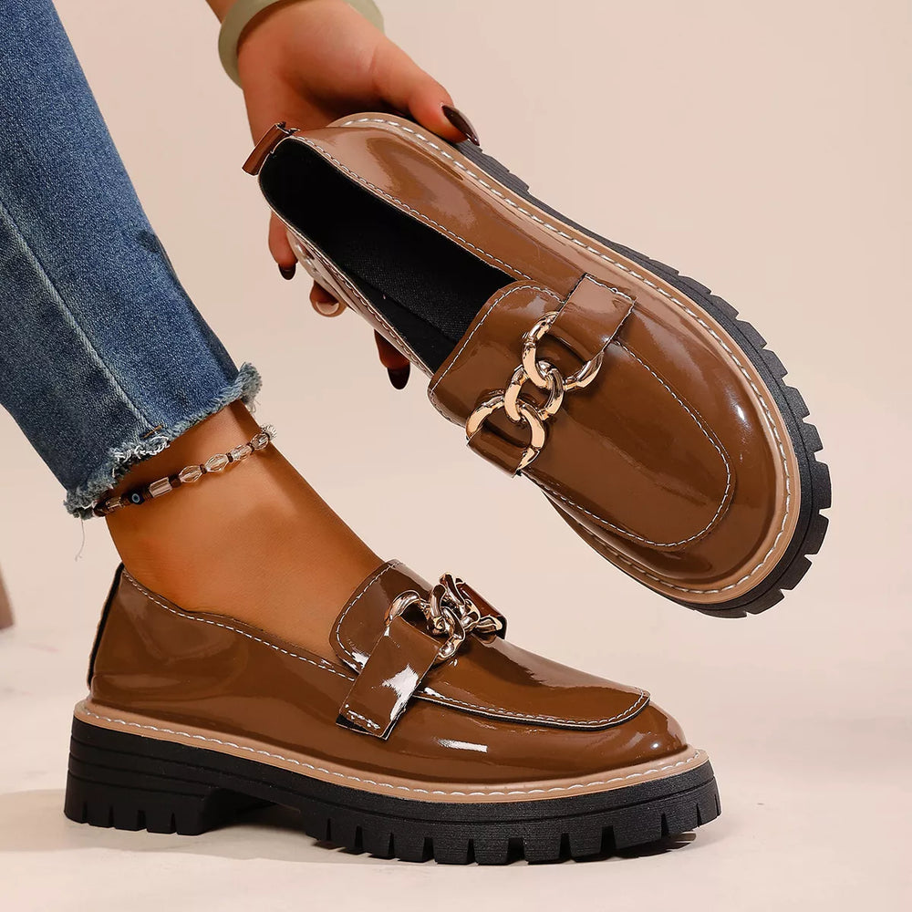 Chain Decor Chunky Loafers - Trendsi - Flyclothing LLC