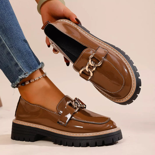 Chain Decor Chunky Loafers - Trendsi - Flyclothing LLC