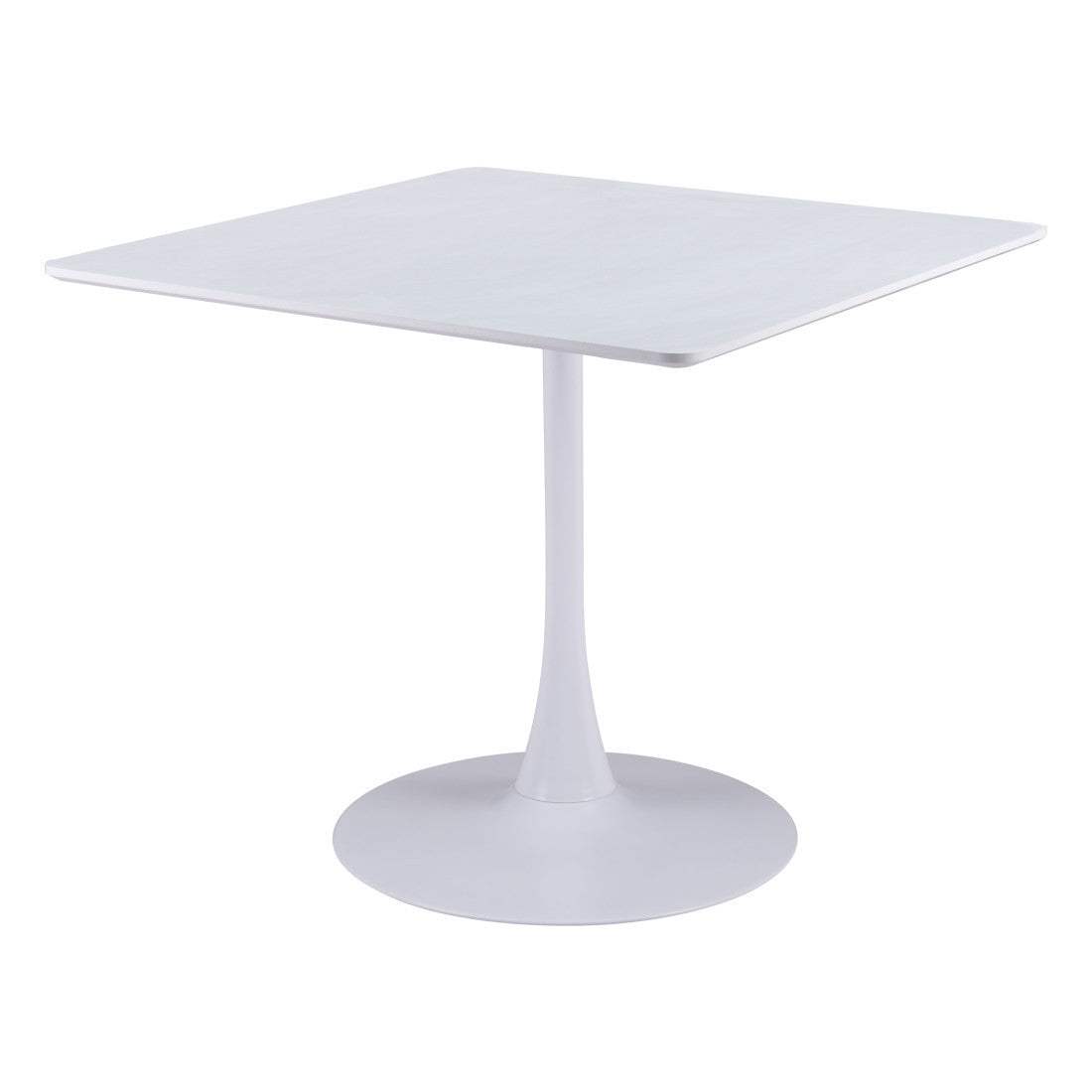 36" White Wood and Steel Pedestal Base Square Dining Table - HomeRoots - Flyclothing LLC