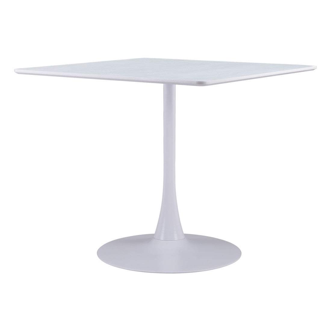 36" White Wood and Steel Pedestal Base Square Dining Table - HomeRoots - Flyclothing LLC