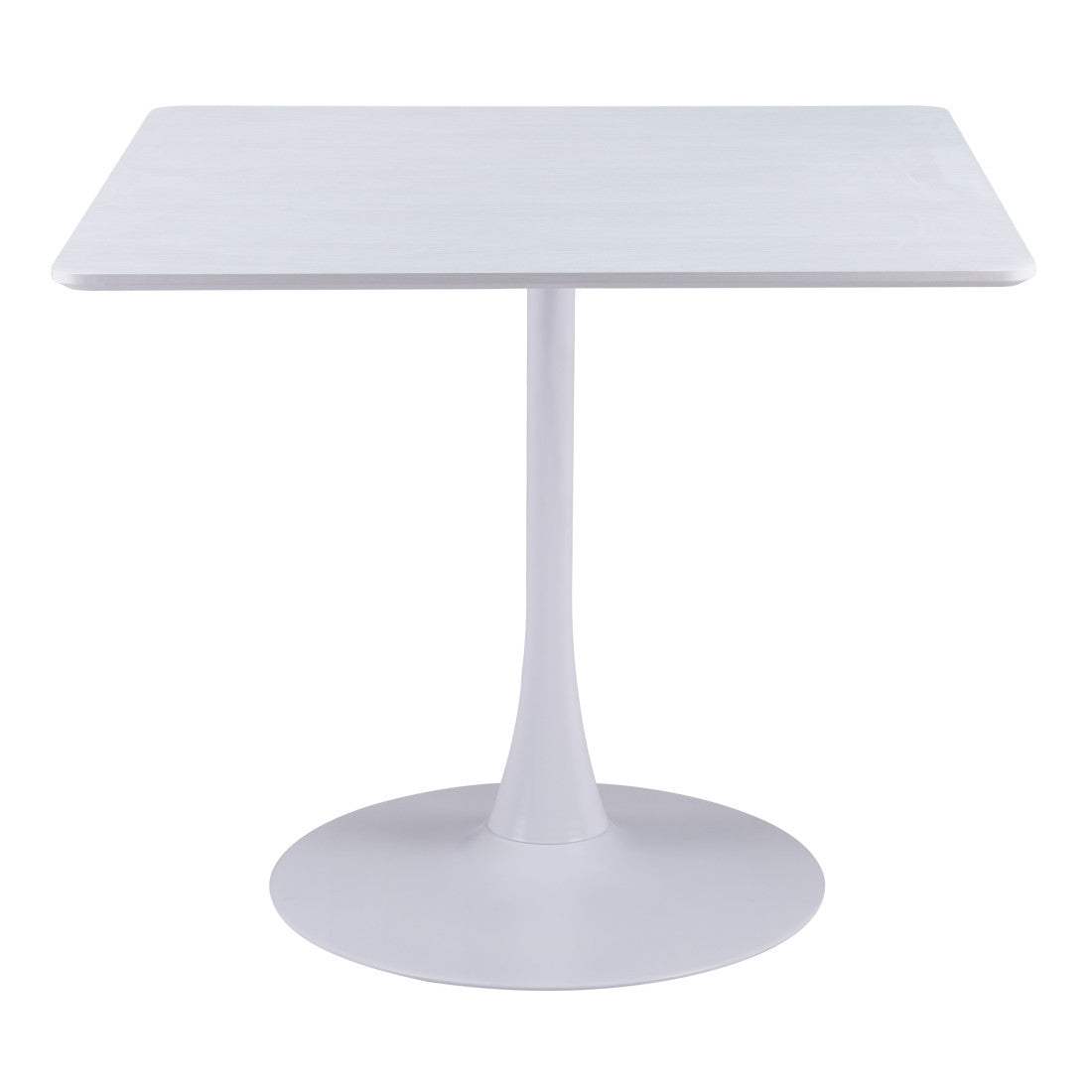 36" White Wood and Steel Pedestal Base Square Dining Table - HomeRoots - Flyclothing LLC