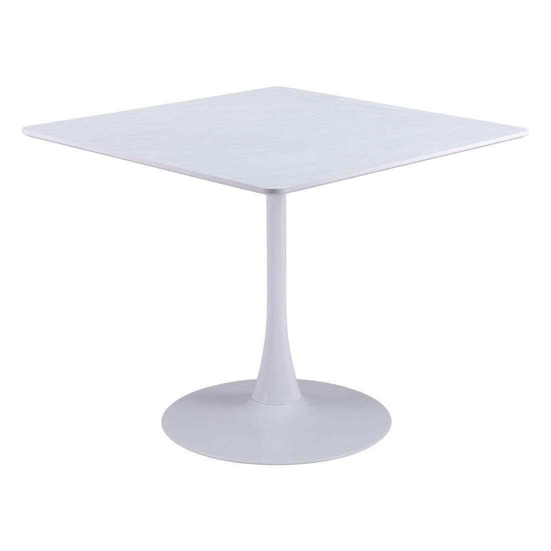 36" White Wood and Steel Pedestal Base Square Dining Table - HomeRoots - Flyclothing LLC