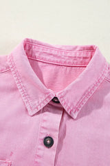 Button Down Short Sleeve Denim Dress - Trendsi - Flyclothing LLC
