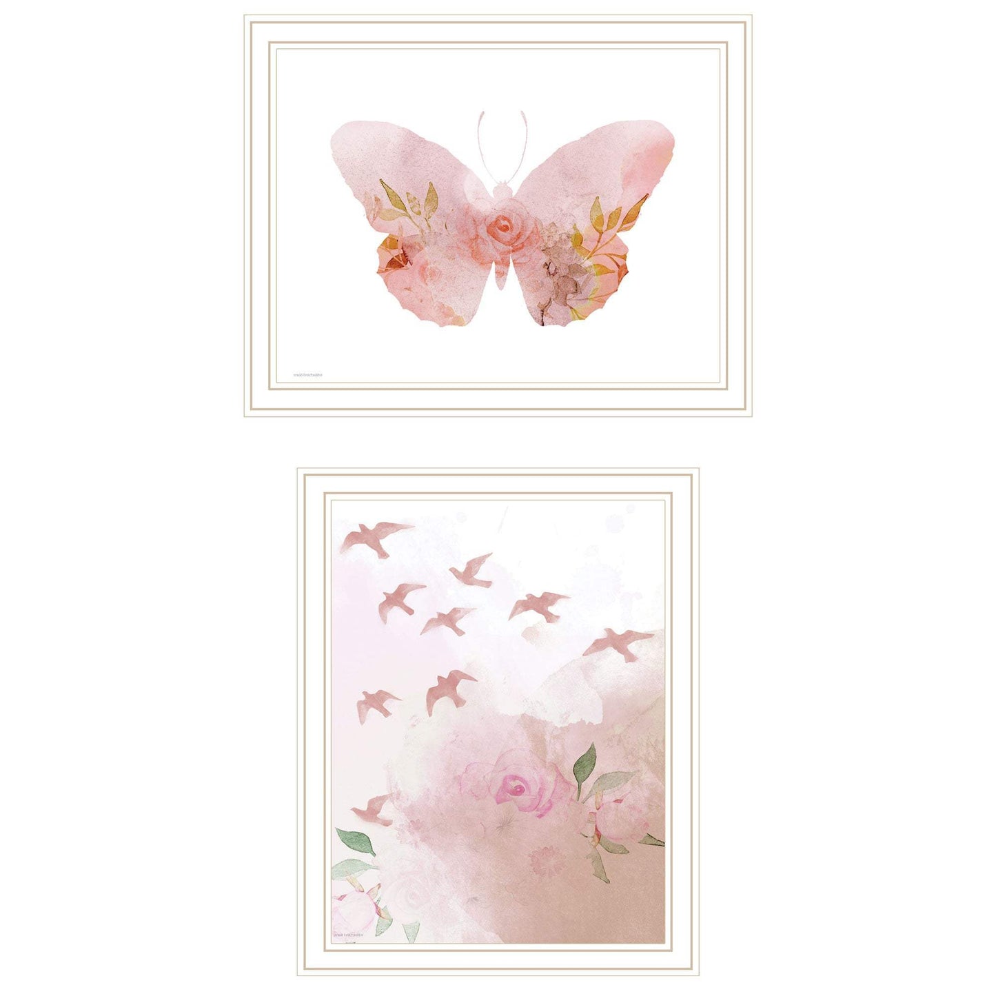 Set Of Two Meadow Floral Botanical White Framed Wall Art - HomeRoots - Flyclothing LLC