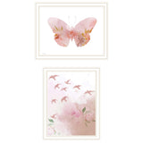 Set Of Two Meadow Floral Botanical White Framed Wall Art - HomeRoots - Flyclothing LLC