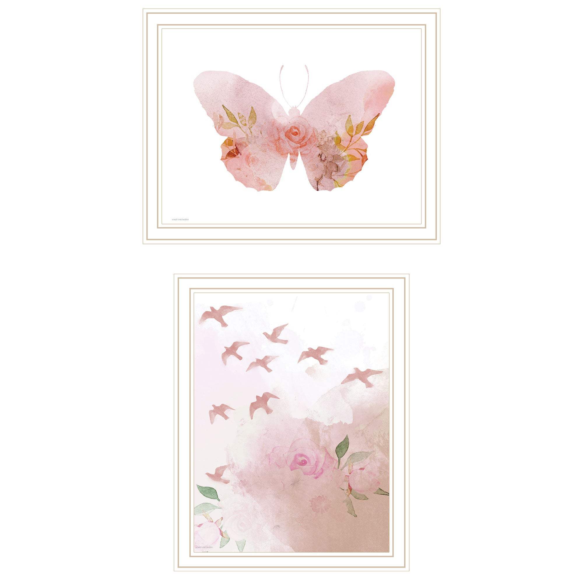 Set Of Two Meadow Floral Botanical White Framed Wall Art - HomeRoots - Flyclothing LLC