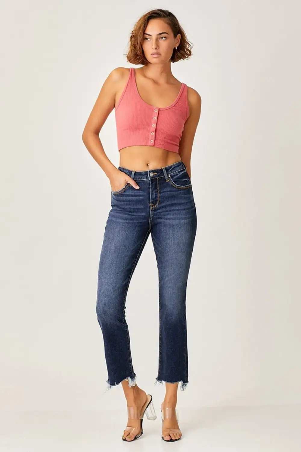 Risen Full Size Frayed Hem Cropped Straight Jeans - Trendsi - Flyclothing LLC