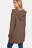 Zenana Hooded Open Front Sweater Cardigan - Trendsi - Flyclothing LLC