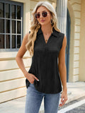 Textured Johnny Collar Tank - Trendsi - Flyclothing LLC