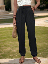 Textured High Waist Joggers - Trendsi - Flyclothing LLC