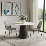 48" Beige and Black Wood and Steel Faux Terrazzo Round Top Dining Table - Homeroots - Flyclothing LLC