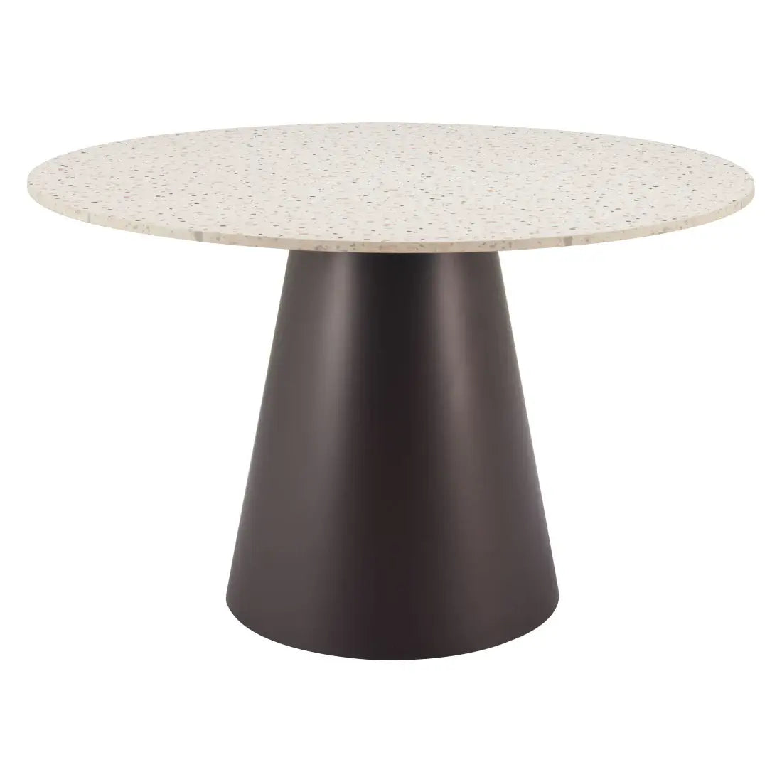 48" Beige and Black Wood and Steel Faux Terrazzo Round Top Dining Table - Homeroots - Flyclothing LLC