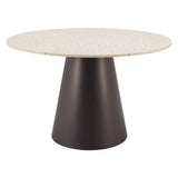 48" Beige and Black Wood and Steel Faux Terrazzo Round Top Dining Table - Homeroots - Flyclothing LLC