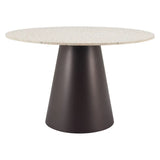 48" Beige and Black Wood and Steel Faux Terrazzo Round Top Dining Table - Homeroots - Flyclothing LLC