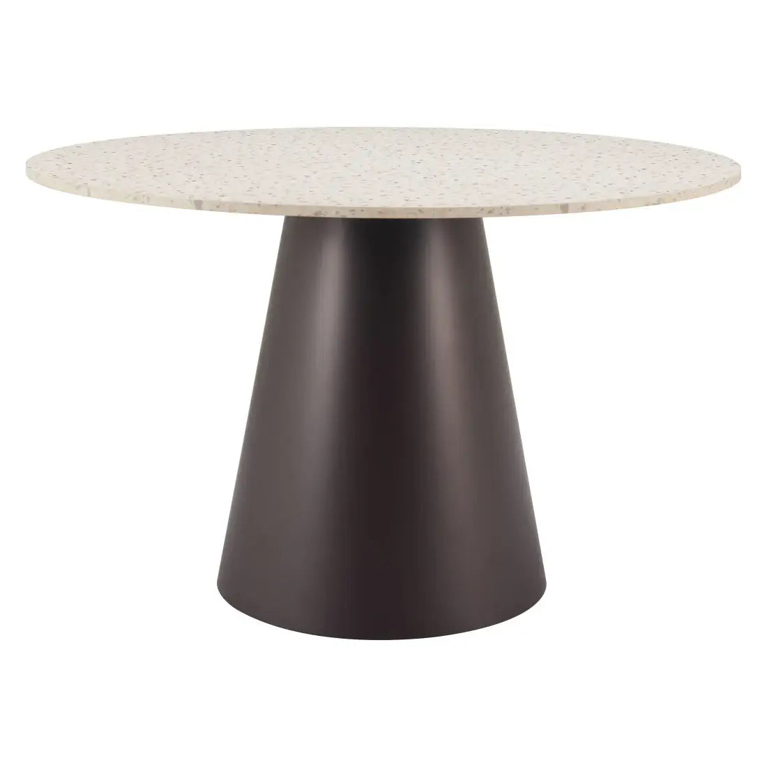 48" Beige and Black Wood and Steel Faux Terrazzo Round Top Dining Table - Homeroots - Flyclothing LLC