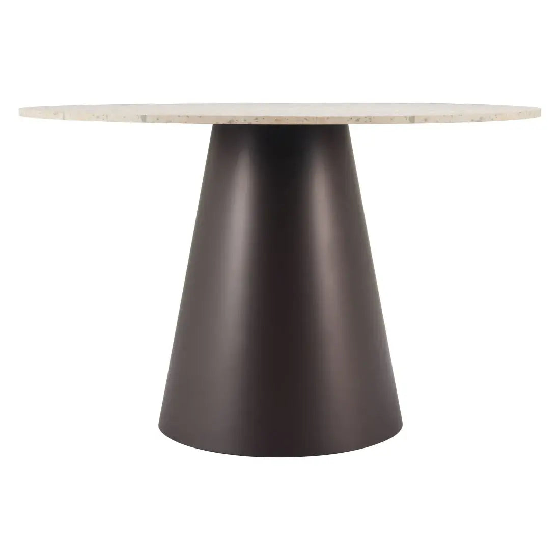 48" Beige and Black Wood and Steel Faux Terrazzo Round Top Dining Table - Homeroots - Flyclothing LLC