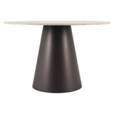 48" Beige and Black Wood and Steel Faux Terrazzo Round Top Dining Table - Homeroots - Flyclothing LLC