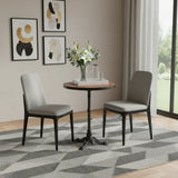 24" Walnut and Black Wood And Aluminum Indoor Outdoor Pedestal Base Round Top Dining Table - Homeroots - Flyclothing LLC