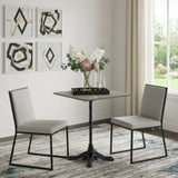 24" Gray and Black Wood And Aluminum Indoor Outdoor Pedestal Base Round Top Dining Table - Homeroots - Flyclothing LLC
