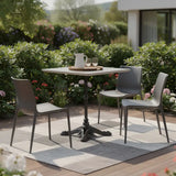 24" Gray and Black Wood And Aluminum Indoor Outdoor Pedestal Base Round Top Dining Table - Homeroots - Flyclothing LLC