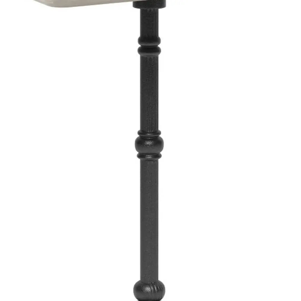 24" Gray and Black Wood And Aluminum Indoor Outdoor Pedestal Base Round Top Dining Table - Homeroots - Flyclothing LLC
