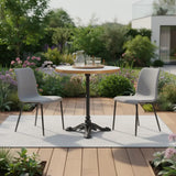 24" White And Black Wood And Aluminum Indoor Outdoor Pedestal Base Round Top Dining Table - Homeroots - Flyclothing LLC